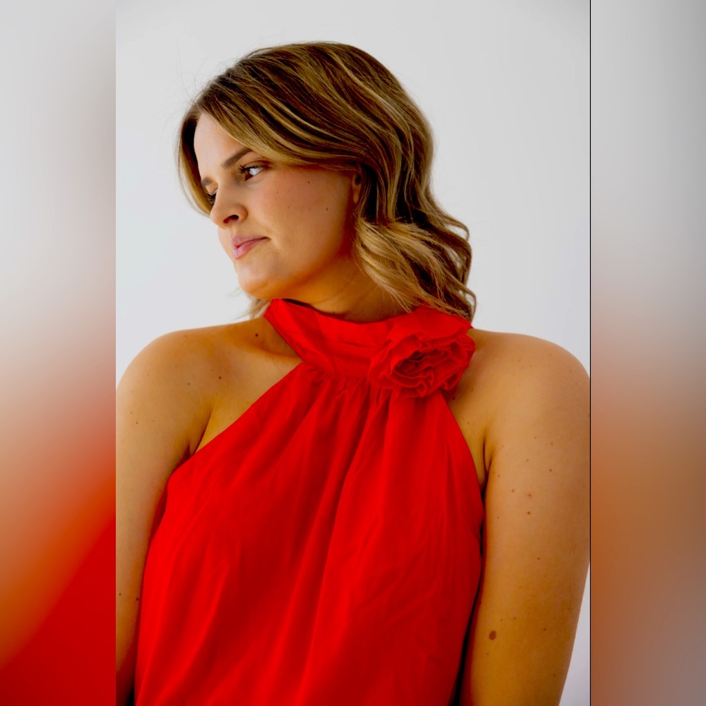 Elegant Red Halter Top